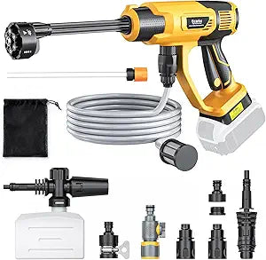 Ecarke Portable Car Cleaning Tool Compatible with Dewalt 20V Battery, 6-in-1 Nozzle & Foam Cannon, 3-Speed Adjustment, 5m Hose, Brushless Motor for Car Floor, Patio, Fence(Tool ONLY, NO Battery)