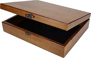 WE Games Old World Wooden Box with Brass Latch  Vintage-Style Wooden Keepsake Box for Jewelry & Trinket Storage, Walnut Finish