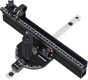 GOINGMAKE Compact Table Saw Miter Gauge with 360mm Fence and Multifunction Flip Stop and Positive Angle Stops, Miter Gauge for Table Saw Accessories, for Woodworking Cuts, Fits 3/4"x3/8" Slot