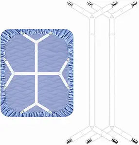 2 Pack Bed Sheet Holders - Adjustable Criss Cross Sheet Strap White