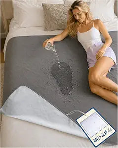GripMe Waterproof Blanket for Bed, Non-Slip Silicone Grip Backing, Absorbent, Quick-Dry Protector, Machine Washable, Period Nights, Spills and Sweat  Large 55 x 39 in  Grey