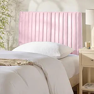 Hearth & Harbor Twin Headboard Only, Floating Wall Mounted Headboard Twin Size, Easy Assemble Upholstered Peel and Stick Headboards, 3D Soundproof Bed Wall Panels, Velvet Stick on Headboards, Pink