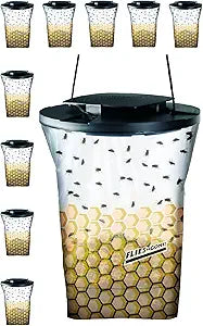 Flies Be Gone Outdoor Fly Trap - Disposable Protein-Powered Attractant Fly Catcher, Made in USA - Natural Attractant Trap for Patios, Ranches, Outdoor Environments - Disposable Flytrap, 10-Pack