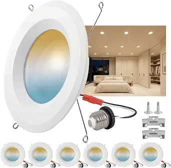 6 Pack 6 Inch LED Recessed Lighting, Retrofit 5CCT LED Can Lights