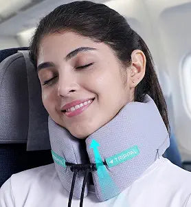 Travel Neck Pillow for Airplane: 360 Wrap Around Support Keeps Head in Place for Petite Women Sleeping Upright  NO Slumping onto Strangers in Middle Seat - Neck Pain Relief on Long Flights