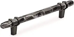 Amerock | Cabinet Pull | Marble Black/Black Bronze | 5-1/16 inch (128 mm) Center-to-Center | Carrione | 1 Pack | Drawer Pull | Drawer Handle | Cabinet Hardware