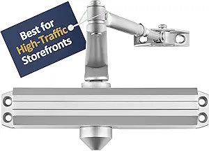 Lawrence Medium/Heavy Duty Door Closer Commercial Grade 1 - Surface-Mounted Commercial Automatic Door Closer with Adjustable 6-Speed Control and 3 Valves - Embassy Series LH5016
