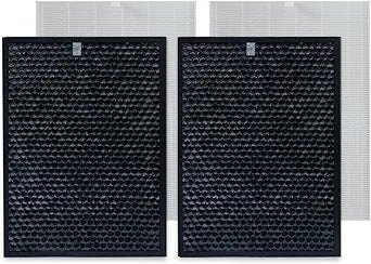 PUREBURG Replacement Filter Compatible with Winix XQ & XQ Pro Tower Air Purifier, Filter X, 2 x H13 HEPA & 2 x Activated Carbon Filters Air Clean Dust VOCs Odor