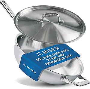 Misen Stainless Steel Pan - Versatile Everyday Pan - Even Heating, Dishwasher-Safe, Oven-Safe, Works on All Stovetops