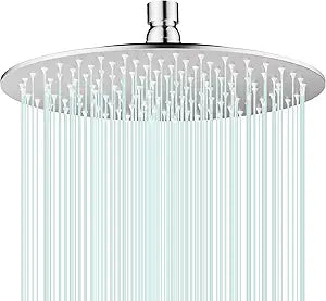 All Metal Rain Shower Head - Heavy Duty Stainless Steel, Easy Install, High Water Flow, Ultra-Thin Modern Design for Bathroom (Brushed Nickel, 10BNW0088