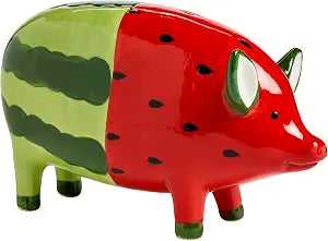 Elements Stoneware Watermelon Pig Figurine Decorative Statue, Kitchen Decor Accent, Tabletop Centerpiece, Housewarming Gift
