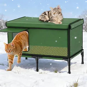 Large Outdoor Heated Cat,Weatherproof Large Outdoor Cat Shelter,Cat House for Outside,Heated Cat Houses for Outdoor Cats,Cat House for Outside,with Pet Heating Pad,16 * 26 * 17 Inch