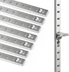 17Inch 8 Pcs Pilaster Shelf Brackets, Adjustable Mortise Mount Shelf Rails with Screws for Wall Shelving System.(Clips are not Included)