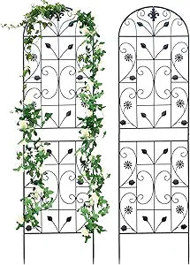 Trellis for Climbing Plants Outdoor, 2 Pack 70.8x19.6-inch, Generic Metal Garden Trellis, Rustproof, Easy Assembly,Black