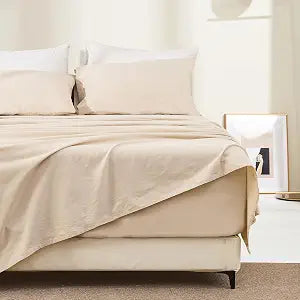 Bedlifes 100% Linen Bed Sheets King Size 4-Piece Set - 18-24 Extra Deep Pockets, Stone-Washed Ultra Soft, Oeko-TEX Certified & Breathable for Ultimate Comfort(Linen)