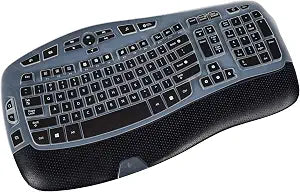 Keyboard Cover for Logitech K350 MK550 MK570 Wireless Wave Keyboard, Logitech K350 MK550 MK570 Wireless Keyboard Accessories Protective Skin -Black