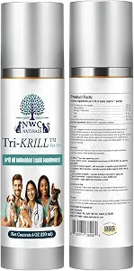 NWC Naturals Tri-Krill Oil Supplement for Dogs and Cats, Supports Joint, Brain, Reduces Scratching and Shedding, Air-Free Pump, Pure Antarctic Krill with Astaxanthin, Omega-3, DHA, EPA - 4 oz