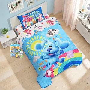 Blue's Clues Sheet Set for Toddlers - Blue's Clues Bedding Bundle for Toddler Beds Includes Flat Sheet, Fitted Sheet, Pillow Case, Quilted Bedspread, More | Blue's Clues Toddler Bet Set