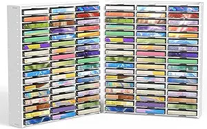 SANFURNEY Cassette Tape Storage, 2PCS Cassette Tape Storage 51 Slot Cassette Tape Storages Desktop Rack Audio Tape Organizer All 102 Slot Wall-Mounted Cassette Holder-White