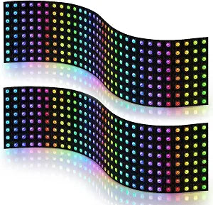 BTF-LIGHTING 2 Pack WS2812B ECO RGB Alloy Wires 5050SMD Individual Addressable 8X32 256 Pixel LED Matrix Flexible FPCB Full Color Works with WLED,SP802E Controllers Image Video Text Display DC5V