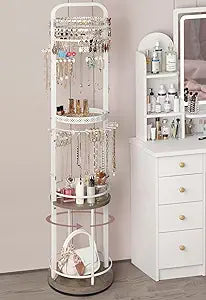 Jewelry Holder Organizer, Floor Jewelry Organizer with Earring Organizer Necklace Holder, Rotating Jewelry Stand Necklace Display Earring Storage, Large Hanging Jewelry Tree for Jewlery Bracelet Ring