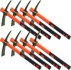 Lothee 8 Pcs Pick Mattock Hoe 15 Inch Heavy Duty Forged Garden Pick Axe with Rubber Non-Slip Handle Weeding Mattock Hoe Agriculture Hand Tools for Weeding Cultivating Camping or Prospecting