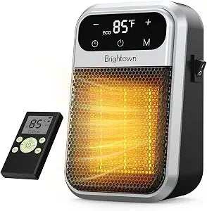 Brightown Plug in Heater with Remote, 800W Small Wall Outlet Heater