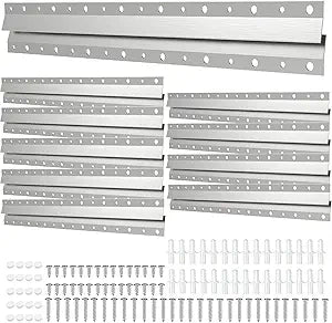 French Cleat Hanger 16 Inch - 10 Pairs, Z Bar Hanger Supports 60 Lbs, Interlocking Wall Mounting Bracket Hardware Kit for Hanging Mirrors, Picture, Shelf, Whiteboard, Art, Frames