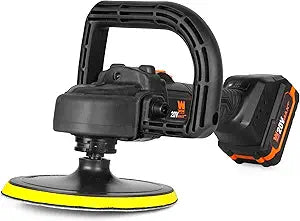 WEN 20V Max Cordless 7-Inch Variable Speed Rotary Polisher and Waxer Kit with 4Ah Battery, Charger, and Polishing Pads (20877)
