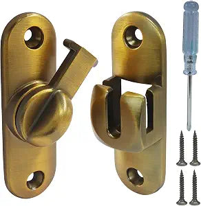 1 Pack Antique Brass Barn Door Lock, 90/180 Degree