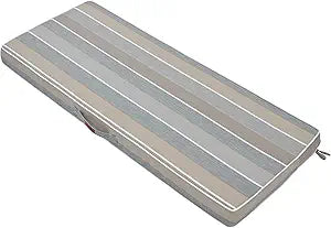 Outdoor Bench Cushion 42x18 Inch, Waterproof Patio Furniture Cushion for Loveseat Settee Couch Sofa, Garden Porch Swing Pads with Handle and Ties-Grey Stripe