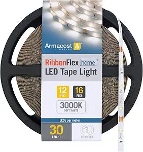 Armacost Lighting RibbonFlex Home 12V White LED Strip Light Tape 30 LED/m 3000K 16 ft (5m), 16.4 ft (5m) 141232