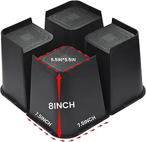 MYMULIKE Bed Risers 8 inch, Oversized Furniture Risers, Support Up to 6000 Lbs, Lift 8 inch for Couch, Sofa, Table,Chair (Black 4 Pack, 8 inch)