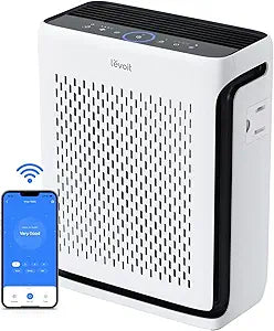 LEVOIT Air Purifier for Home Large Room Up to 1073Ft┬▓ with Air Quality Monitor, AHAM VERIFIDE, Smart WiFi, Washable Pre-Filter, HEPA Sleep Mode for Pets, Allergies, Dust, Pollen, Vital 100S-P, White