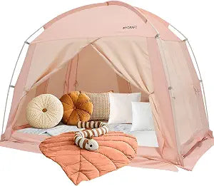 Bed Tents Canopy BedPrivacy Dream Tent for Cozy Indoor Sleeping, Light-Reducing,and Breathable, with 4 Doors Floor Tent BedAvailable in Twin, Full, and Queen Sizes