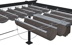 ECOOPTS 4'x16' Retractable Wave Sun Shade Canopy Pergola Cover Shade Sail Awning for Patio Porch Garden Yard Deck Outdoor (Brown)