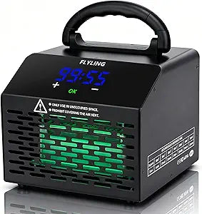 FLYLING Ozone Generator 60000mg/h, up to 5000 sq ft, Digital Display, Programmable Delay Timer with Memory Function, for Home, Car, Pet, Kitchen, Basement Odor Clean, Black