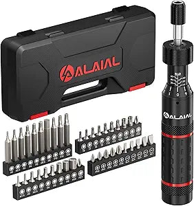 Torque Screwdriver Set 10-60 in-lb, Adjustable Inch-Pound Torque Driver Kit with S2 Steel Bits & Case  Prevents Over-Tightening for Bike Repair, Scope Mounting & Optics,Red