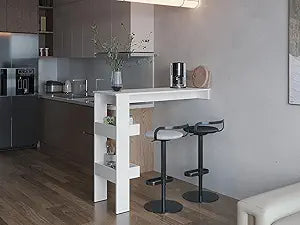 Tuhome Aurora Kitchen Counter Table with Modern Minimalist Design, Integrated Storage Shelf for Bar Essentials and Everyday Use, Space-Saving Dining or Breakfast Table Ideal for Kitchens, Home