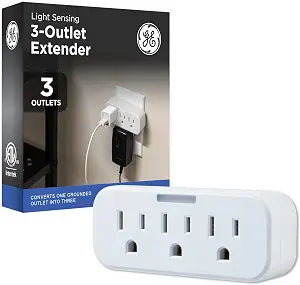 GE Outlet Extender, Guide Light, 3 Outlet Multi Plug Wall Power Splitter
