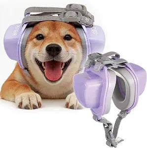 PETSEAR Dog Ear Muffs, 29dB NRR Hearing Protection for Fireworks & Travel | Soft PU Foam & ABS Construction, Adjustable Fit, Helps Reduce Noise from Thunderstorms, Air Travel (Purple,S)