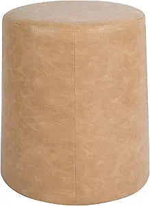 Spatial Order Faux Leather Organic ShapeOttoman (No Lid, Seat Only) | HomePop Home Dcor | Round Pouf Foot Rest  Sand Faux Leather