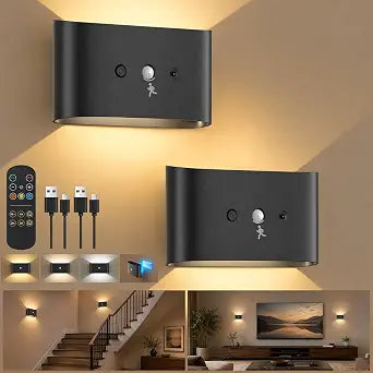 GOODEA Motion Sensor Wall Lights, Wireless LED Sconces with Remote Control