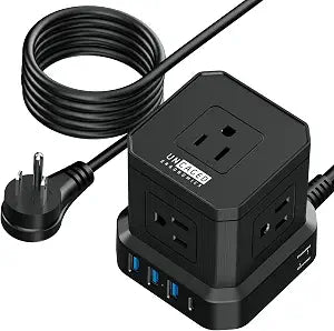 Uncaged Ergonomics Power Cube Surge Protector, USB-C Fast Charging (Black)