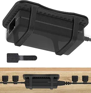 TRONWIN Laptop Charger Holder, Reinforced Silicone Adapter Mount for Under Desk Power Brick with Self-Adhesive Cable Ties, Heat-Dissipating Non-Slip Organizer for Home Office & Gaming Desk