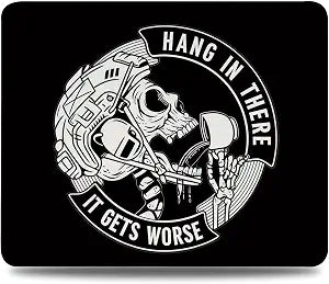 HONLUNG Gothic Mouse Pad,Funny Skull Mouse Pads,Hang in There it Gets Worse Mousepad for Home Office Workplace Desk Accessories Computers Laptop, 9.4 x 7.9 Inch