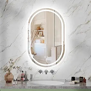 Oval LED Bathroom Vanity Mirror, 32x20 inch Mirror with Light, Smart Anti-Fog Waterproof Mirror with Memory Function Dimmable Lighted Mirror