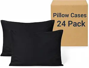 ZPECC Pillow Cases Bulk 24 Pack - Standard Pillowcases with Envelope Closure, Soft Brushed Microfiber Pillow Cover for Hotel Airb&bs Hospital Bedding Essential, Black