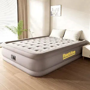 Queen Air Mattress with Built in Pump, Self Inflatable Air Bed Queen, 18" Height Portable Mattress, Blow up Airbed for Camping and Guests. (18" Height, Khaki).