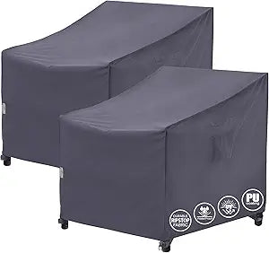 F&J Outdoors Patio Chair Cover - Heavy Duty Waterproof UV Resistant, Grey, 2Pack, 35" W x 39" D x 36" H
